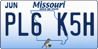 MO license plate PL6K5H