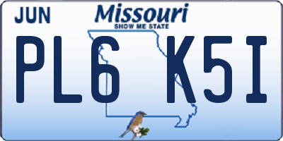 MO license plate PL6K5I
