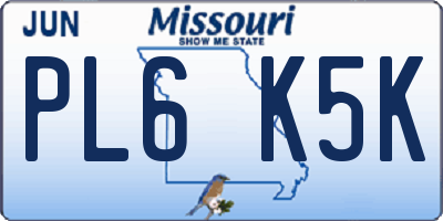 MO license plate PL6K5K