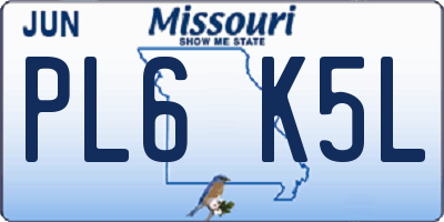 MO license plate PL6K5L