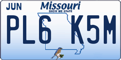 MO license plate PL6K5M