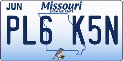 MO license plate PL6K5N