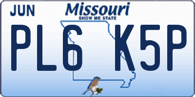 MO license plate PL6K5P