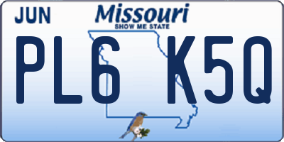 MO license plate PL6K5Q