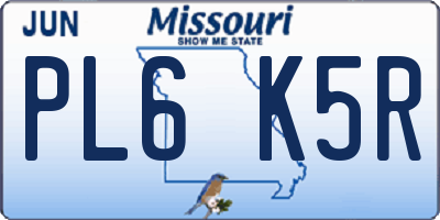 MO license plate PL6K5R
