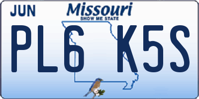 MO license plate PL6K5S
