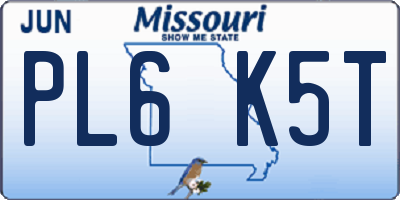 MO license plate PL6K5T