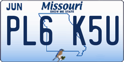 MO license plate PL6K5U