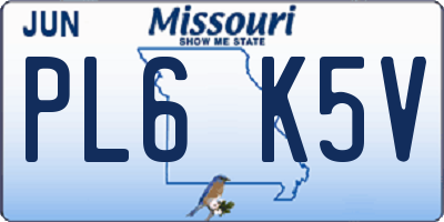 MO license plate PL6K5V