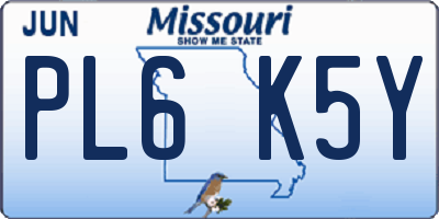 MO license plate PL6K5Y