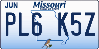 MO license plate PL6K5Z