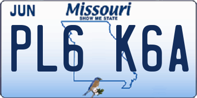 MO license plate PL6K6A