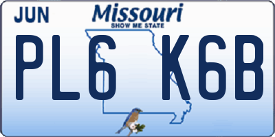 MO license plate PL6K6B