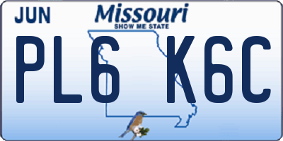 MO license plate PL6K6C