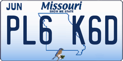 MO license plate PL6K6D