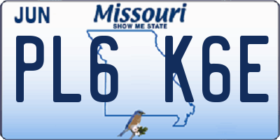 MO license plate PL6K6E
