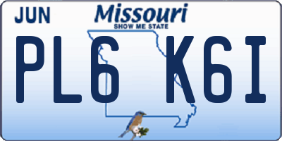 MO license plate PL6K6I