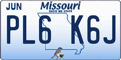 MO license plate PL6K6J