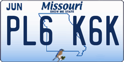 MO license plate PL6K6K