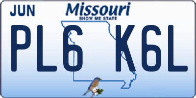 MO license plate PL6K6L