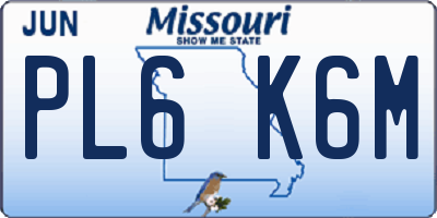 MO license plate PL6K6M