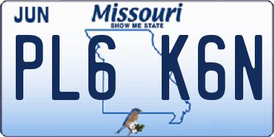 MO license plate PL6K6N