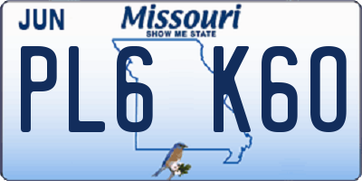 MO license plate PL6K6O