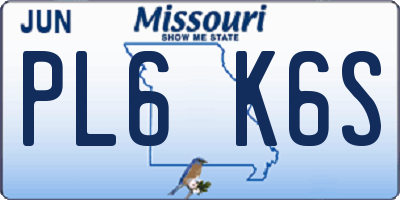 MO license plate PL6K6S