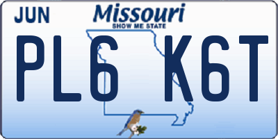 MO license plate PL6K6T