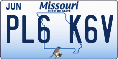 MO license plate PL6K6V