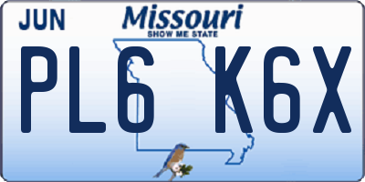 MO license plate PL6K6X
