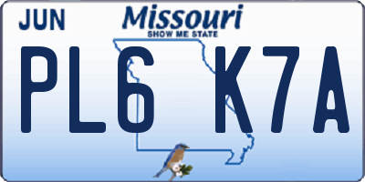 MO license plate PL6K7A