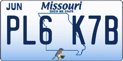 MO license plate PL6K7B