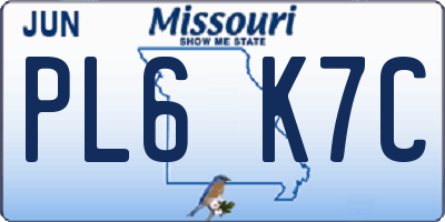 MO license plate PL6K7C