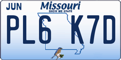 MO license plate PL6K7D