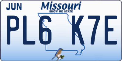 MO license plate PL6K7E