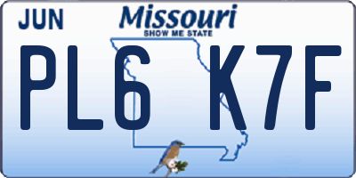 MO license plate PL6K7F