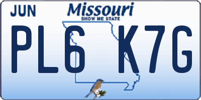 MO license plate PL6K7G