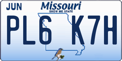 MO license plate PL6K7H