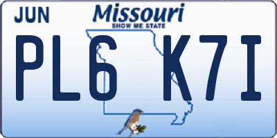 MO license plate PL6K7I