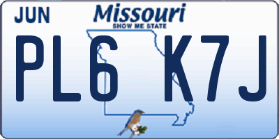 MO license plate PL6K7J