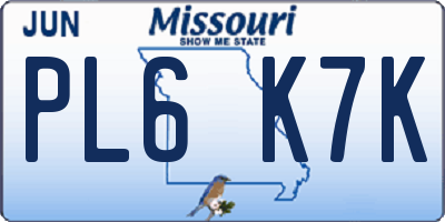 MO license plate PL6K7K