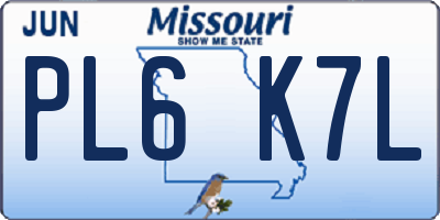 MO license plate PL6K7L