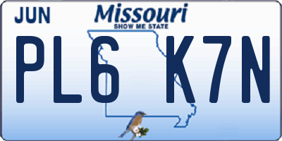MO license plate PL6K7N