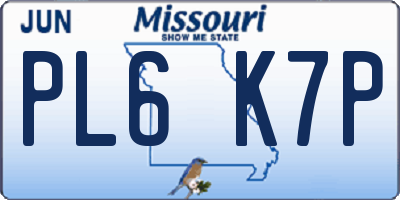 MO license plate PL6K7P