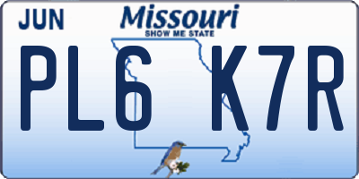 MO license plate PL6K7R
