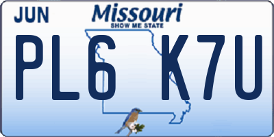 MO license plate PL6K7U
