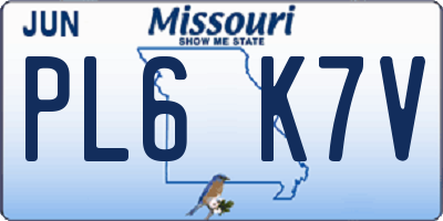 MO license plate PL6K7V