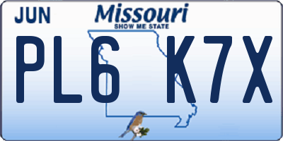 MO license plate PL6K7X