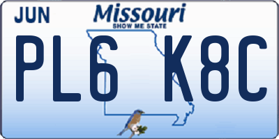 MO license plate PL6K8C